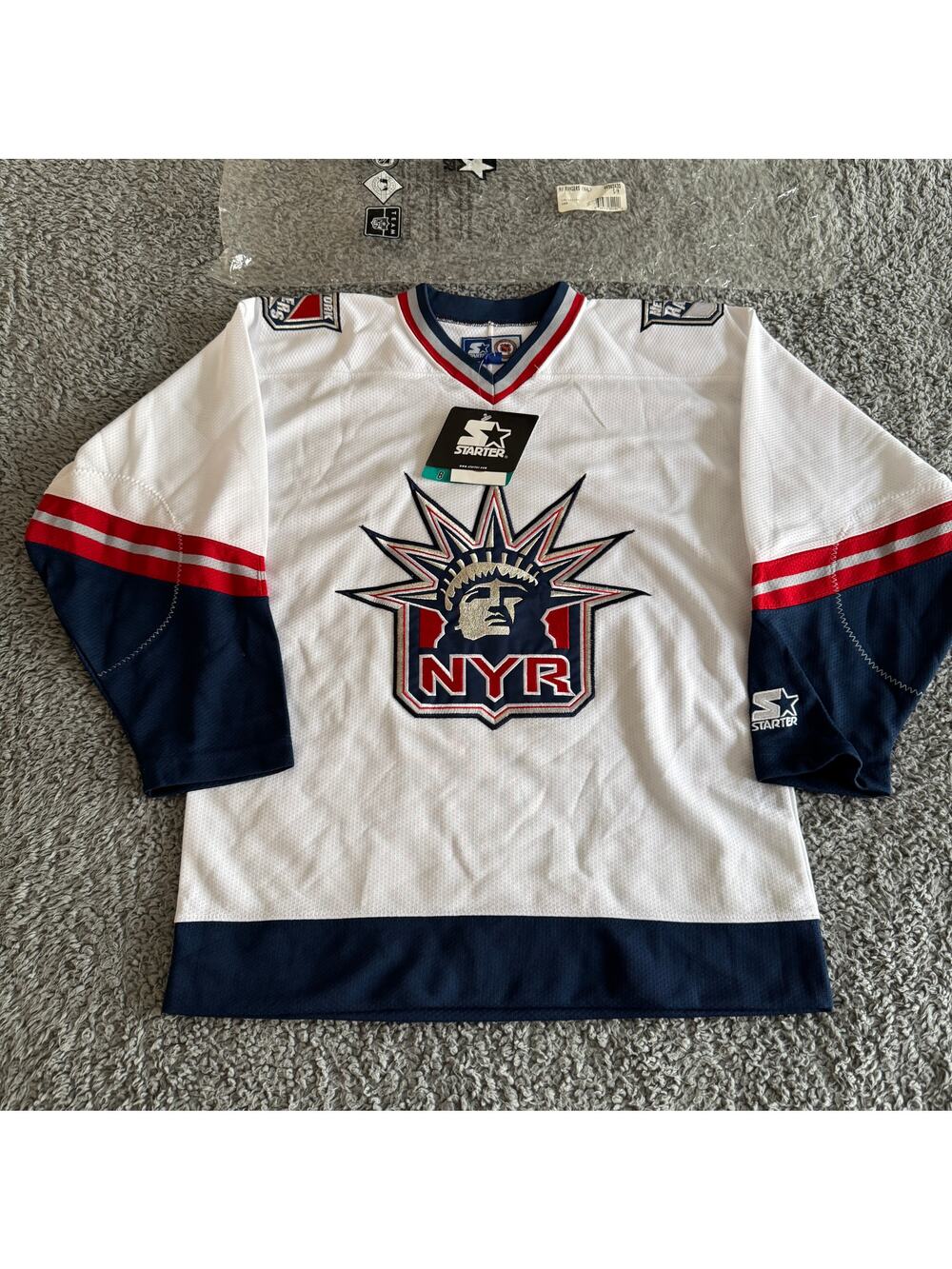 Vintage Deadstock Starter NHL New York Rangers Lady Liberty Jersey Men's XS NWT